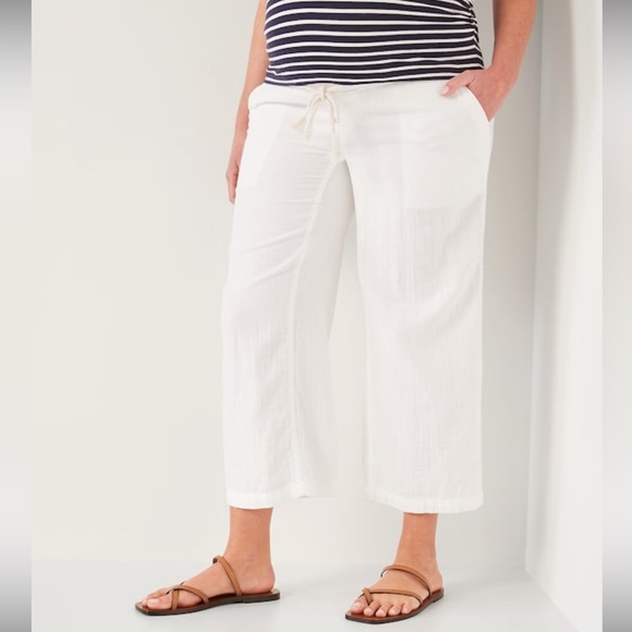 Cotton Gauze Maternity Pants - White - Super Comfortable - Old Navy - Size XL - Picture 1 of 5